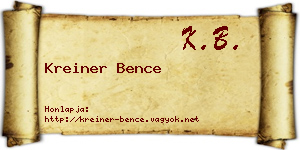Kreiner Bence névjegykártya